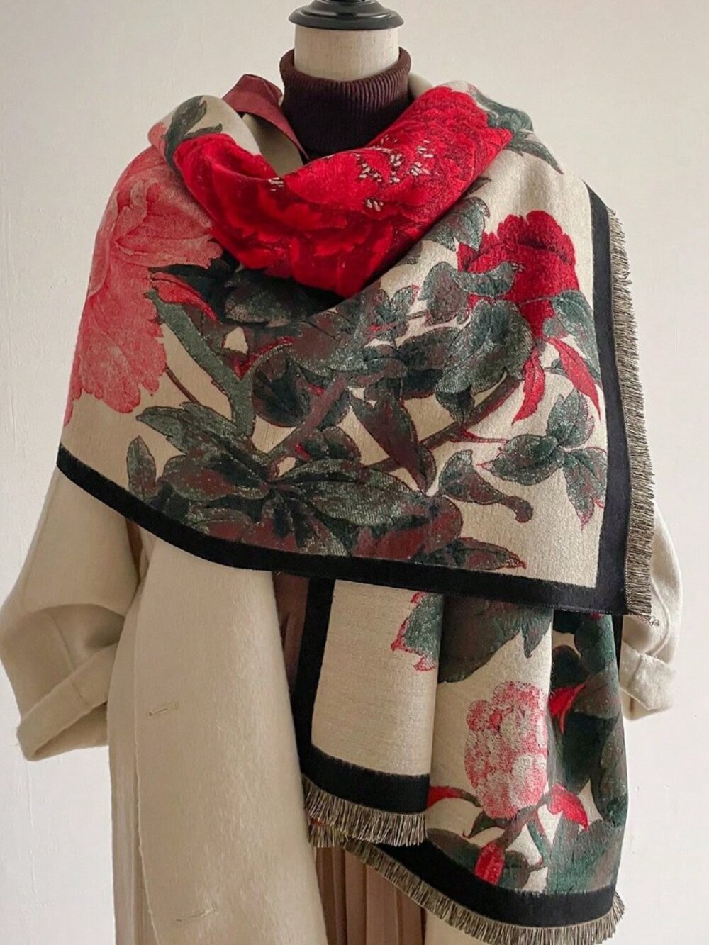 Multicolor floral Casual Women's Jacquard Thick Rectangular Scarf